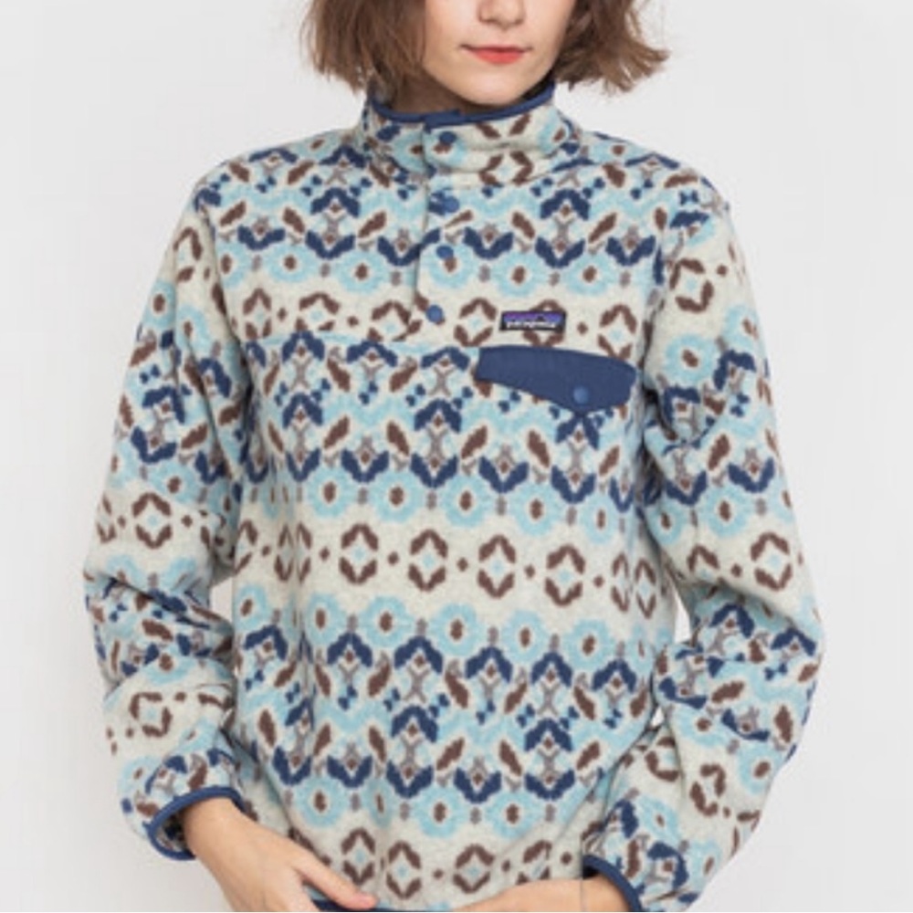 Patagonia Lightweight Synchilla Snap-T Fleece Pullover Blue Multi Tundra Cluster